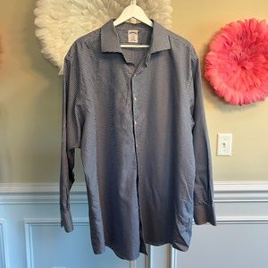 Brooks Brothers Regent Blue and White Checkered Button Down Shirt Size 18 4/5